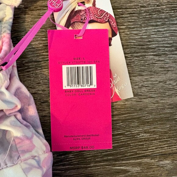 Paris Hilton Baby Doll Dress Gardenia Style YT53776-101-5pA Size Large NWT - Picture 7 of 7